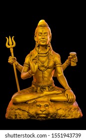 Statue of lord shiva isolated on black background, Hindu god, isolated, one of the 3 main gods in Hinduism.