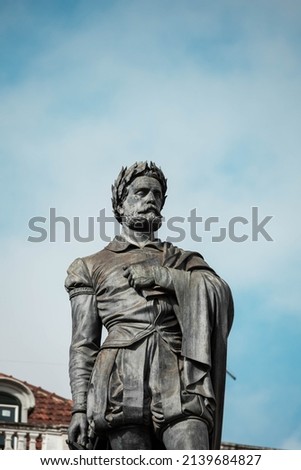 Statue of Luis de Camoes in Lisbon Portugal