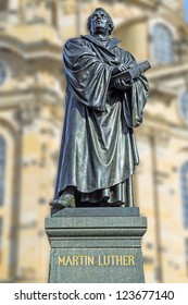 Statue of Martin Luther in front of the Frauenkirche in Dresden Germany