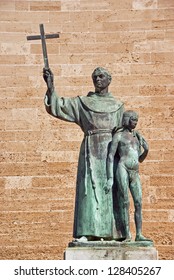 Statue Of The Missionary Junipero Serra (California Missionary) In Majorca