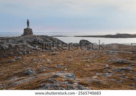 Statue and monument marking John Cabot's landfall in 1497 on the Bonavista Peninsula, Newfoundland.