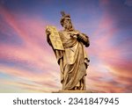Statue, Moses with the Ten Commandments in Gold.