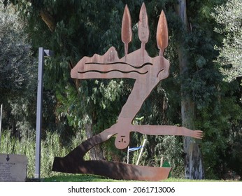 A Statue Near Yarkon River Made By The Sculpture Menashe Kadishman In Remembrence Of The Underground Organizations