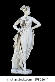 Statue On Black Background Showing A Greek Mythical Muse