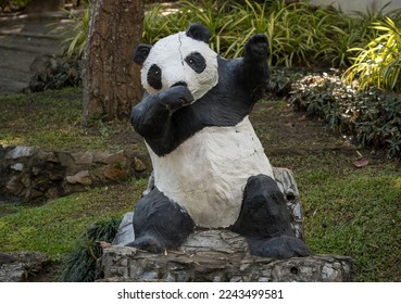 Statue of a panda doing a dab dance in Chiang Mai Zoo