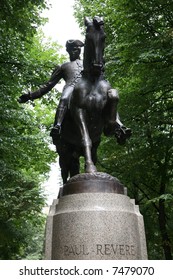 Statue of Paul Revere, a historic landmark in Boston Massachusetts along the Freedom Trail