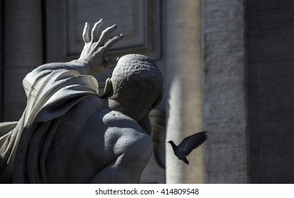 A statue in Piazza Navona, Rome, with lifelike gestures, attracting a feathered
visitor - Powered by Shutterstock