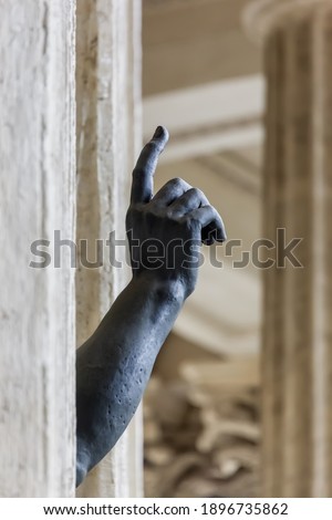 Statue with a pointing hand in Kazan Cathedral - Saint-Petersburg Russia