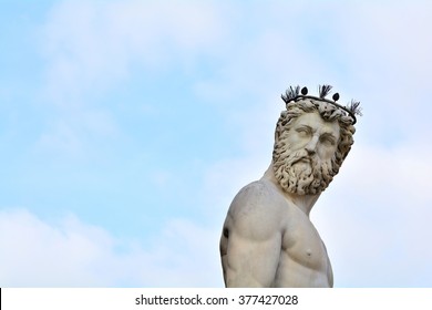 The Statue Of Poseidon In Florence, Italy.