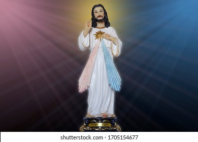 Statue representing the merciful Jesus Christ, divine mercy - Catholic symbol