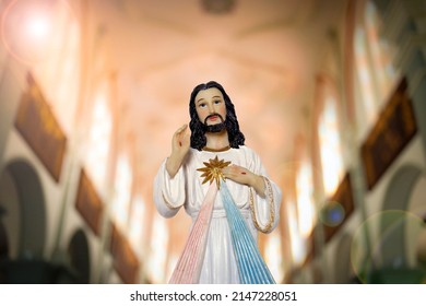 Statue Representing The Merciful Jesus Christ, Divine Mercy - Catholic Symbol