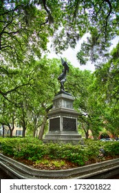 Statue Of Revolutionary War Hero Sgt. William Jasper In Savannah's Forsyth Park. Savannah, Georgia