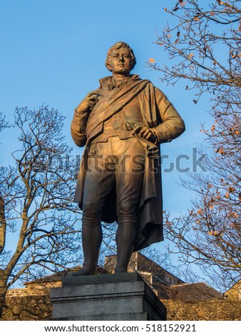 The Statue of Robert (Rabbie) Burns famous Scottish poet and lyricist. Stirling, Scotland, UK