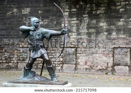 The Statue Of Robin Hood at Nottingham Castle, Nottingham, UK