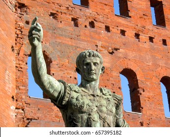 Statue Roman Emperor Augustus Porta Palatina Stock Photo 657395182 ...