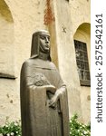 Statue of Saint Bridget of Sweden at Naantali medieval stone church