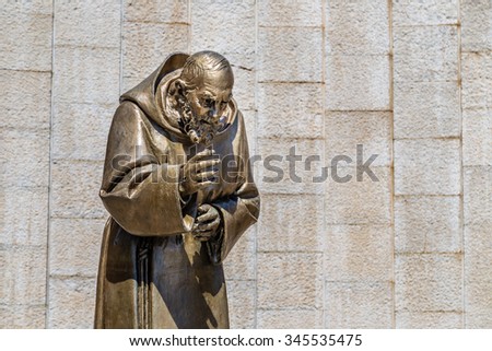 Statue of Saint Father Pious in the Shrine in San Giovanni Rotondo, in Apulia in Italy