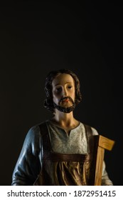 Statue of Saint Joseph - details in black and white and color