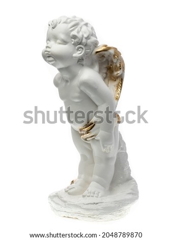 statue sculpture baby angel on white background