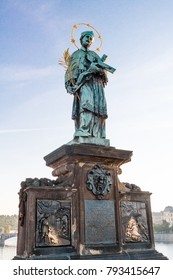 Statue of St. John Nepomuk on Charles Bridge in Prague