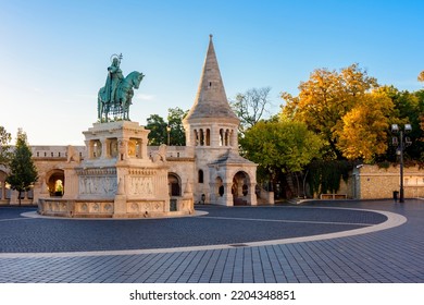 Statue of St. Stephen in Fisherman's Bastion, Budapest, Hungary - Shutterstock ID 2204348851