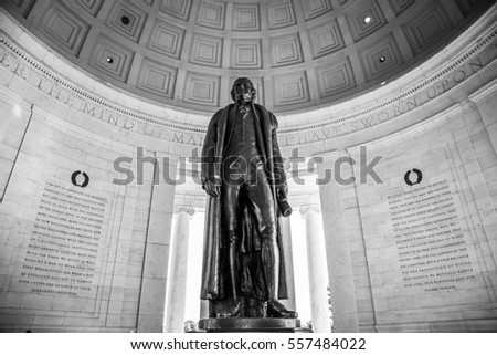 Statue of Thomas Jefferson inside memorial