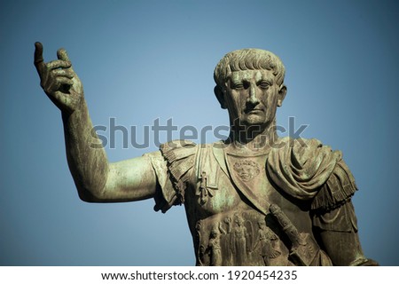 Statue of Trajan on Via dei Fori Imperiali. Rome. Italy