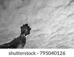 Statue under the clouds