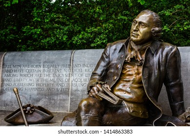 Statue Of US Founding Father George Mason In The George Mason Memorial Garden In Washington DC, USA On 13 May 2019