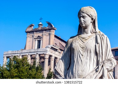 Statue Of A Vestal Virgin In The Forum, Rome