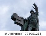 Statue of Viking Ingolfur Arnarson, whose family settled Iceland in 874. Reykjavik, Iceland.