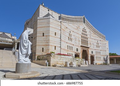 Statue Of The Virgin Mary In The Grounds Of The Basilica (Church) Of The Annunciation In Nazareth, Galilee, Israel, Middle East.