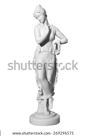 statue of a woman in the antique style on the isolated white background