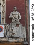 Statue of worker with cogwheel in Ostrava