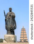 Statue of Xuanzang in front of Giant Wild Goose Pagoda : Xi