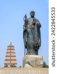 Statue of Xuanzang in front of Giant Wild Goose Pagoda : Xi