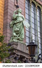 Statues of Art in the facade of Elisseeff Emporium in St. Petersburg, Russia - Shutterstock ID 2210890309