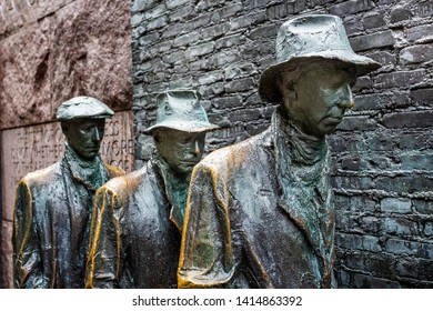 Statues Depicting The Great Depression In The 1930s In The Franklin Roosevelt Memorial In Washington DC, USA On 13 May 2019