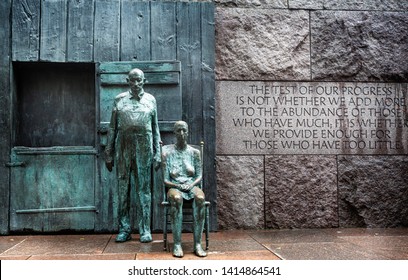 Statues Depicting The Great Depression In The 1930s In The Franklin Roosevelt Memorial In Washington DC, USA On 13 May 2019