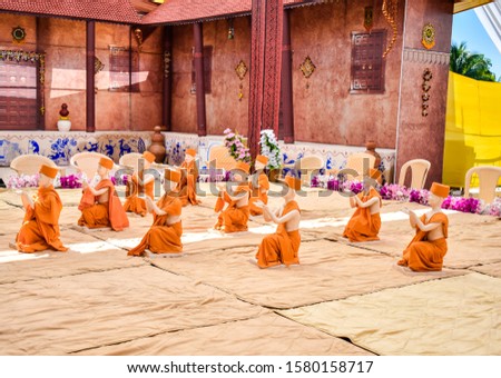 statues of devotees arranged for worship at BAPS Swaminarayan temple Sankari, Bardoli, Gujarat, India