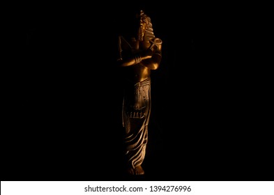 Statues of king egyptian pharaoh gods dead religion symbol isolated on black background