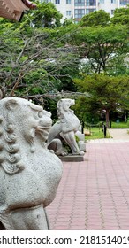 Statues Of Lions Guarding The Entrance To The Japanese Palace, The Era Of Karafuto.