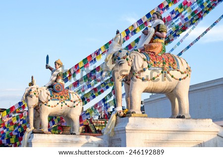 Statues near Buddhist Boudhanath Stupa in Kathmandu, Nepal  Foto stock © 