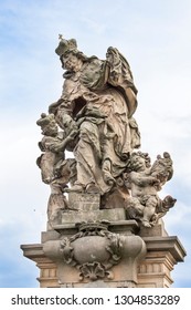 Statues on the Charles Bridge in Prague. Architecture of Prague old town