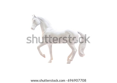 Statuette of white horse isolated on white. 