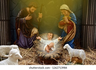 Statuettes Mary Joseph Baby Jesusthe Birthday Stock Photo 1560407822 