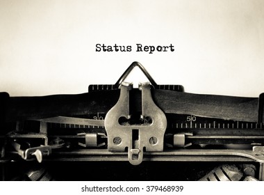 Status Report Message Typed On Vintage Typewriter 