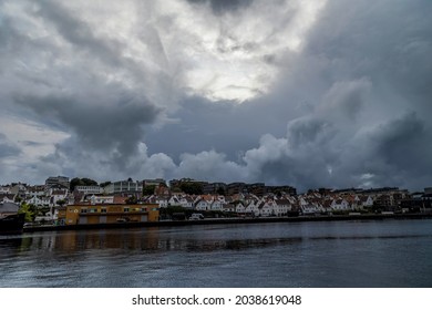 Stavanger Harbor Towards Old Stavanger With Dark Clouds