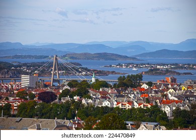 Stavanger, Norway - View Of The City From Above. 