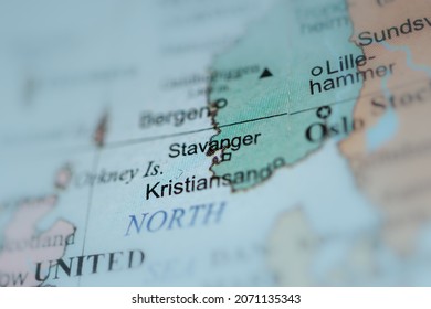 Stavanger On A Geo Map Of Europe.